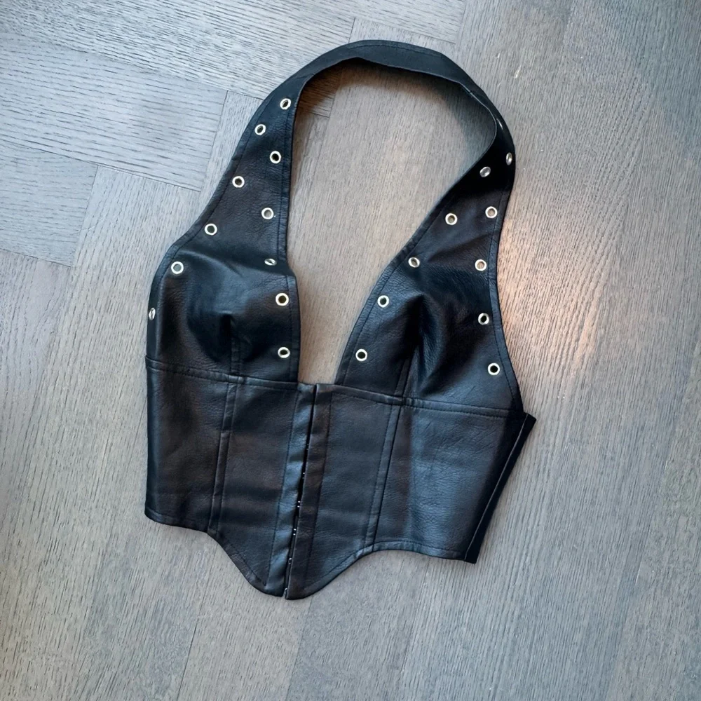 Princess Polly Black Crop Top with Silver Accents - Picture 2 of 2